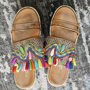 Elina Linardaki beaded platform twine wrapped sandals